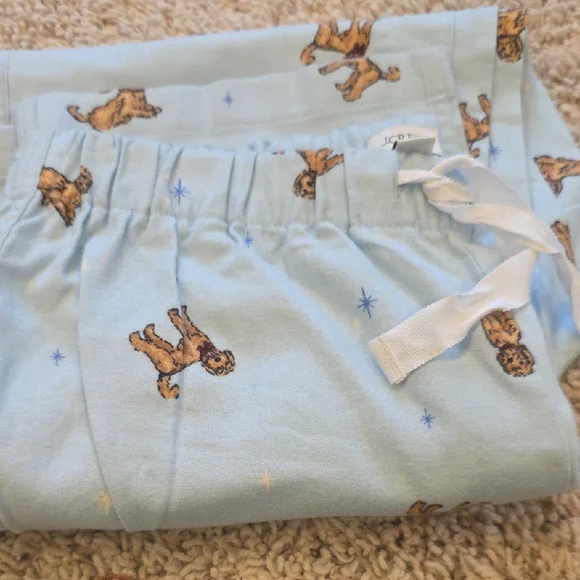 J.Crew Golden Doodle Light Blue Flannel Pajama Pants SZ Small NWT - Picture 6 of 8